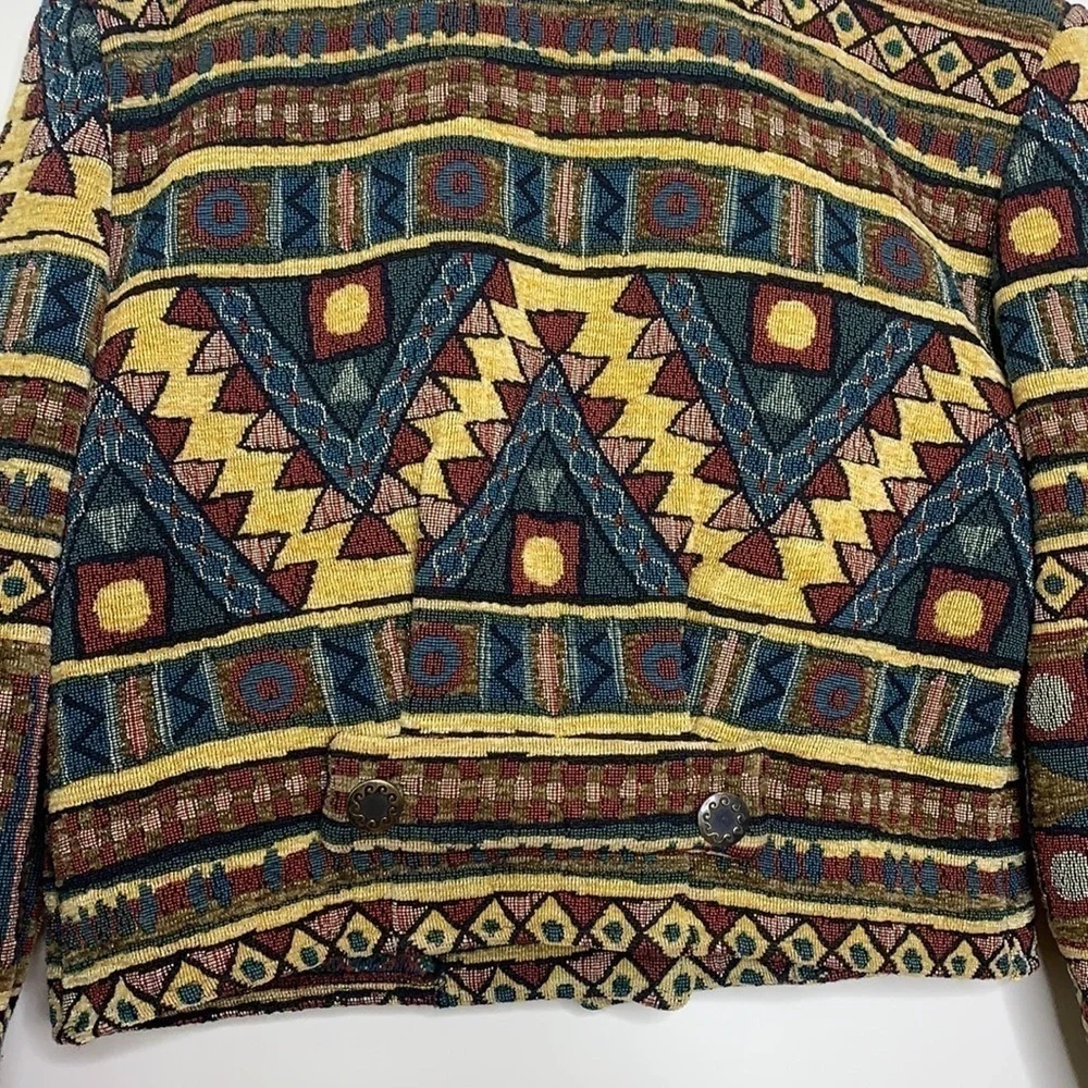 To Die For || 100% Cotton Vintage Cropped Woven Tapestry Southwestern Jacket S